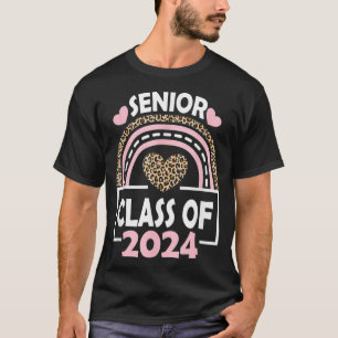 Senior Class Of 2024 Rainbow Leopard Heart Graduat T-Shirt