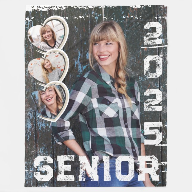Senior Class of 2025 Graduation Photo Keepsake Fleece Blanket (Front)
