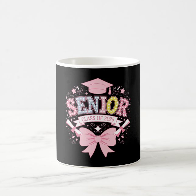 Senior Class Of 2025 Graduation Pink Coquette Bow Coffee Mug (Center)