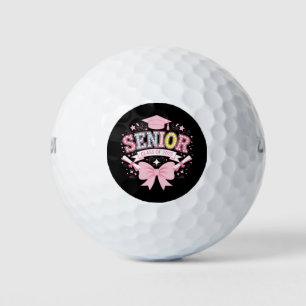 Senior Class Of 2025 Graduation Pink Coquette Bow Golf Balls