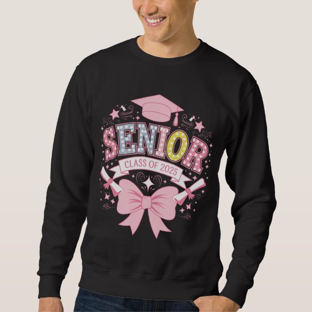 Senior Class Of 2025 Graduation Pink Coquette Bow Sweatshirt (Front)