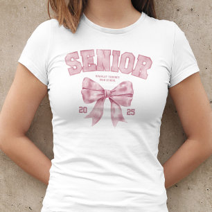 Senior Class of 2025 Pink Bow Graduation Year T-Shirt