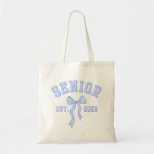 Senior Class of 2026 Blue Coquette Bow Tote Bag
