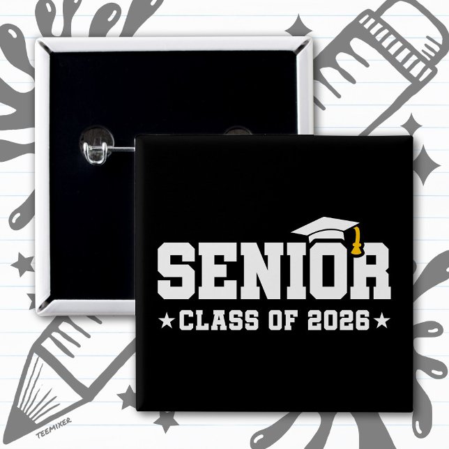 Senior Class of 2026 Bold Graduation Typography 15 Cm Square Badge (Creator Uploaded)