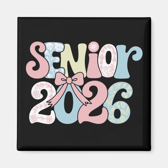 Senior Class Of 2026 Floral Bow Graduation 26 Grad Magnet (Front)