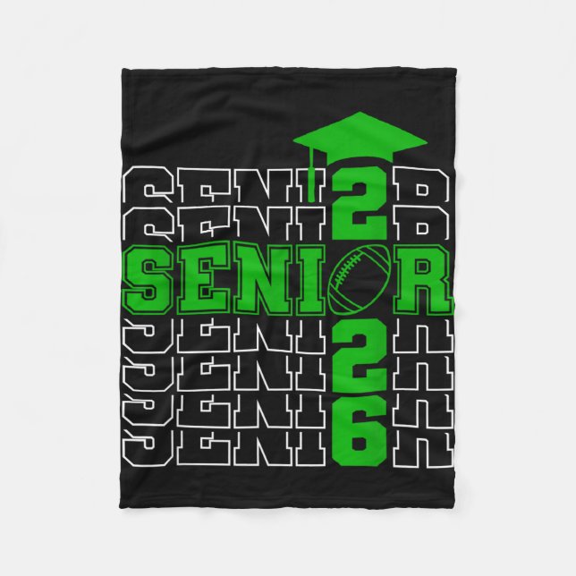 Senior class of 2026 graduation 2026 green fleece blanket (Front)