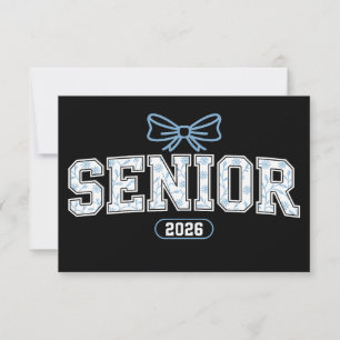 Senior Class Of 2026 Graduation Blue Floral Bow Announcement