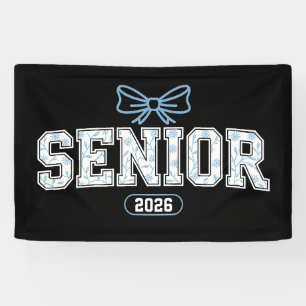 Senior Class Of 2026 Graduation Blue Floral Bow Banner