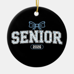 Senior Class Of 2026 Graduation Blue Floral Bow Ceramic Tree Decoration