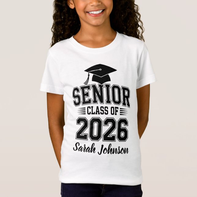 Senior Class Of 2026 Graduation Custom Name T-Shirt (Front)