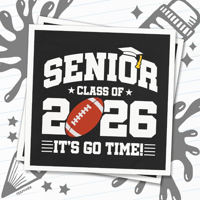 Senior Class of 2026 It’s Go Time Football Grad Napkin (Creator Uploaded)