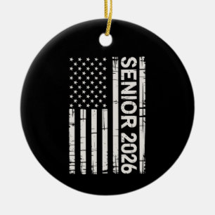 Senior Class Of 2026 Patriotic American USA Flag Ceramic Tree Decoration