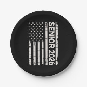 Senior Class Of 2026 Patriotic American USA Flag Paper Plate