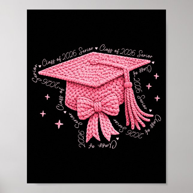 Senior class of 2027 graduation coquette bow yarn poster (Front)