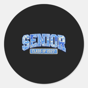Senior class of 2027 graduation finally done toile classic round sticker