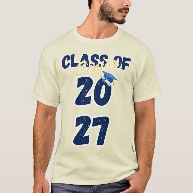 Senior Class of 2027 Graduation Retro Typography T-Shirt (Front)