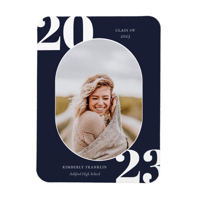 Senior Class Rounded Photo Frame Graduation Magnet (Vertical)