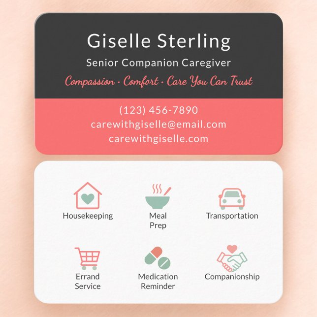 Senior Companion and Caregiver Business Card (Creator Uploaded)