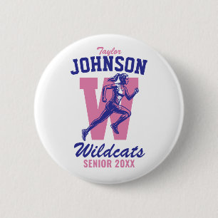 Senior Cross Country School Sports Girl Running 6 Cm Round Badge