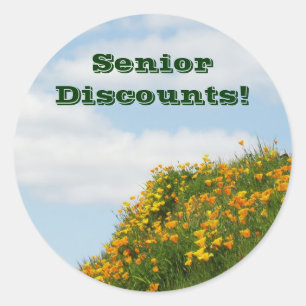 Senior Discounts! stickers labels Blue Sky Clouds