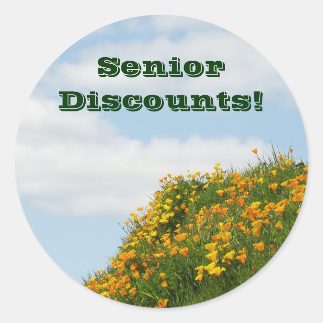 Senior Discounts! stickers labels Blue Sky Clouds (Front)