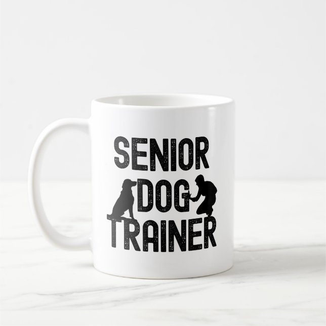 Senior dog trainer silhouette graphic for mug (Left)