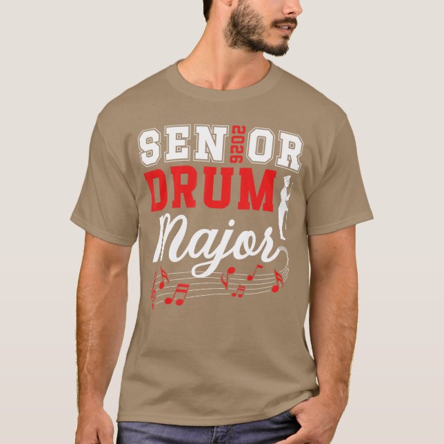 Senior Drum Major Class of 2026 Marching Band Seni T-Shirt (Front)