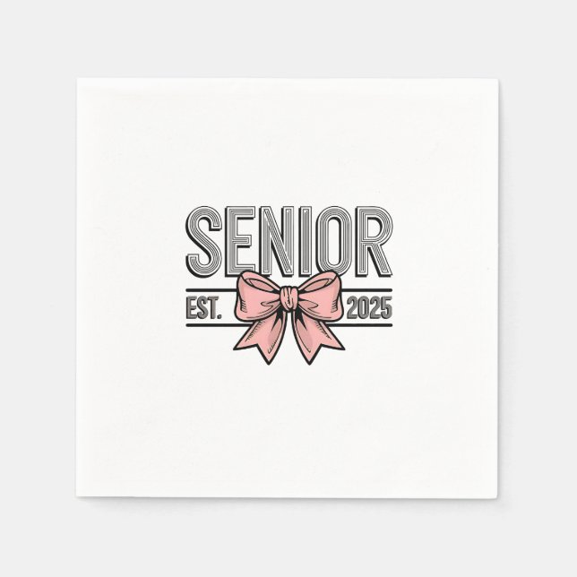 Senior Est 2025 Bow Coquette Graduation  Napkin (Front)