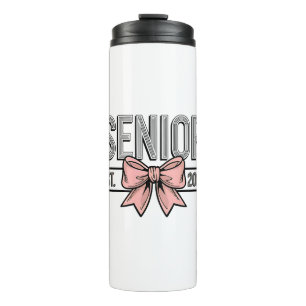 Senior Est 2025 Bow Coquette Graduation  Thermal Tumbler