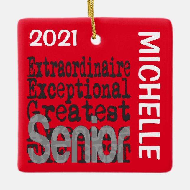 Senior Extraordinaire CUSTOM Ceramic Ornament (Front)
