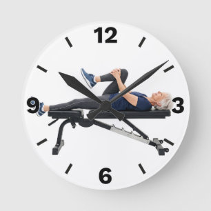 Senior Fitness Woman Stretching Exercise Workout Round Clock