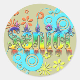 Senior - Flowers Classic Round Sticker