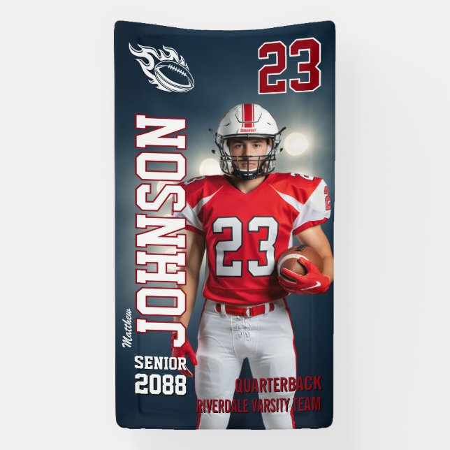 Senior Football Homecoming Game Sports Photo Banner (Vertical)