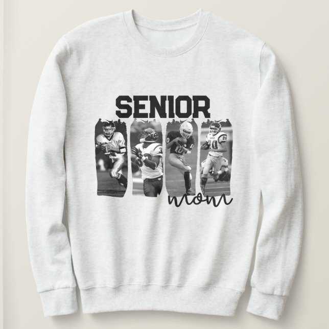 Senior Football Mum Custom Picture Brushstroke Sweatshirt (Design Front)