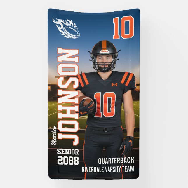 Senior Football MVP Player Sports Photo Display Banner (Vertical)