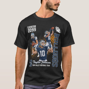 Senior Football Player Custom Photo Collage Blue T-Shirt