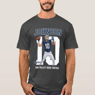 Senior Football Player Number Custom Photo Blue T-Shirt