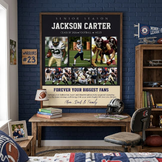Senior Football Player Photo Collage Poster