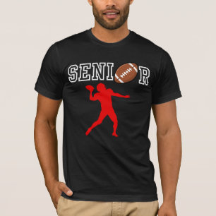 Senior Football Player Quarterback Red T-Shirt