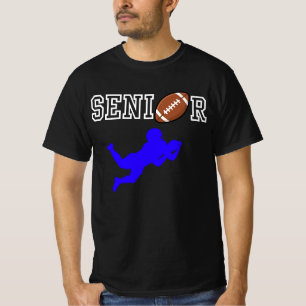 Senior Football Player with Blue Silhouette T-Shirt