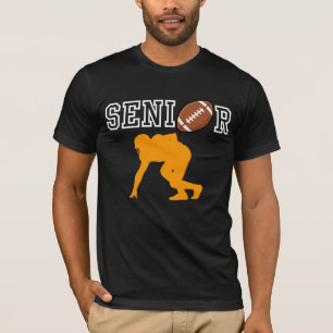 Senior Football Player with Orange Silhouette T-Shirt