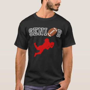 Senior Football Player with Red Silhouette T-Shirt