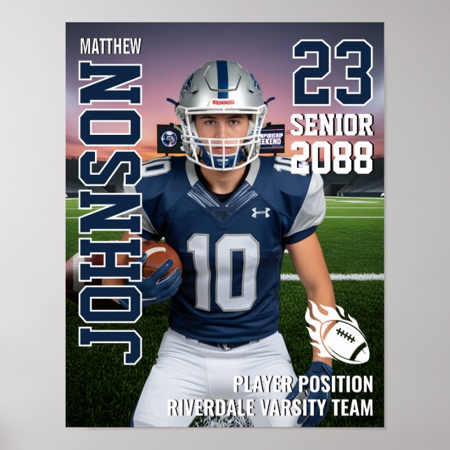 Senior Football Team Custom Photo Gift Sports Poster (Front)