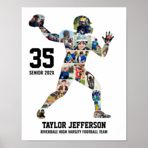 Senior Football Team Photo Collage Custom Sports Poster