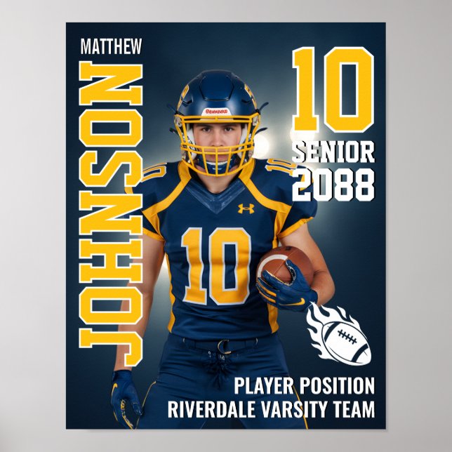 Senior Football Team Player Photo Gift Sports Poster (Front)