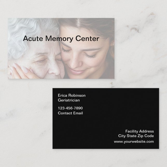 Senior Geriatric Memory Facility Business Cards (Front/Back)