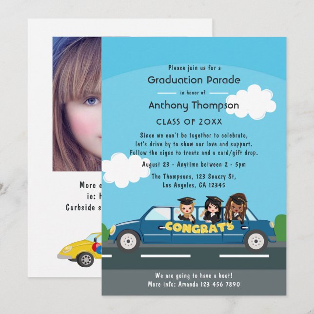 Senior Girl Drive By Graduation Party Photo Invitation (Front/Back)