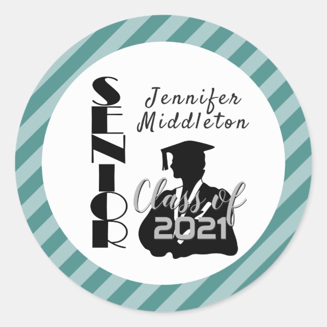 Senior Girl Graduation - DIY Colour Classic Round Sticker (Front)