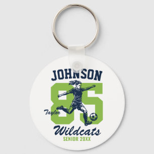 Senior Girl Soccer Player School Sports Team Key Ring