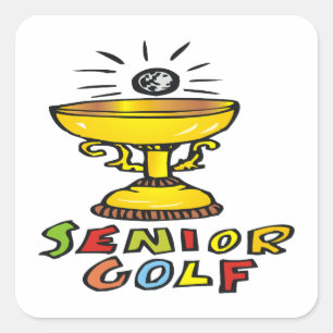 Senior Golf Trophy Square Sticker